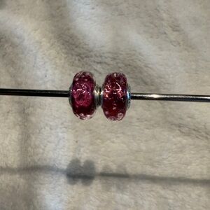 Elegant Silver and Pink Bead Charm Set